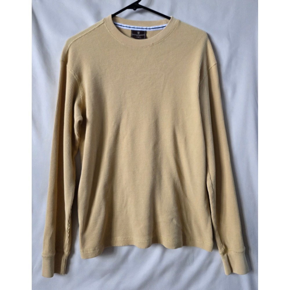 Steve & Barry's Mens Y2K Waffle Knit Thermal Long Sleeve Shirt Yellow Medium - Picture 1 of 4